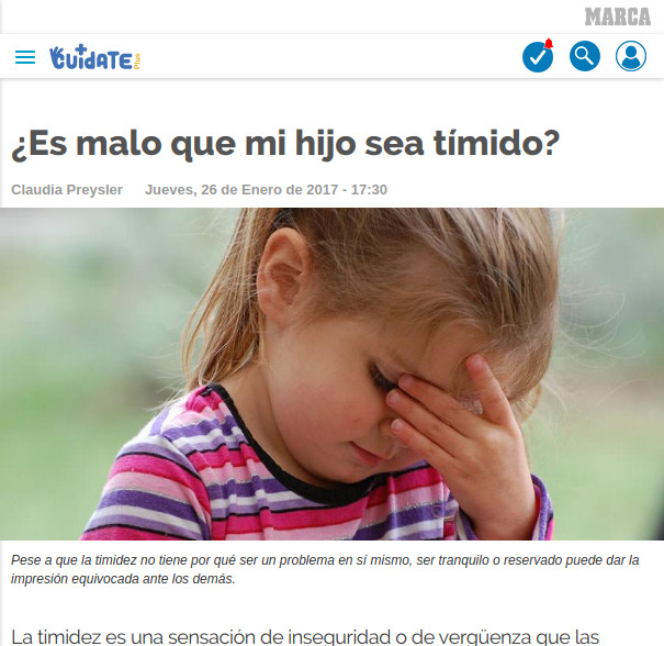 cuidate plus articulo niños timidos