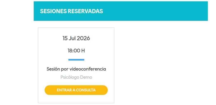 Acceso a las sesiones de videoconferencia desde el área privada