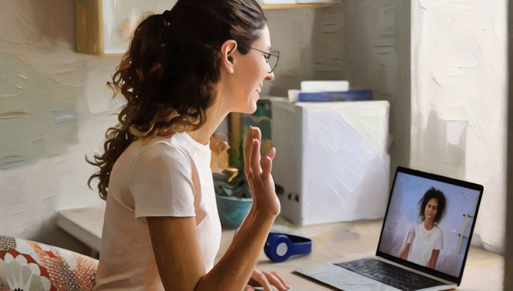 mujer haciendo terapia online